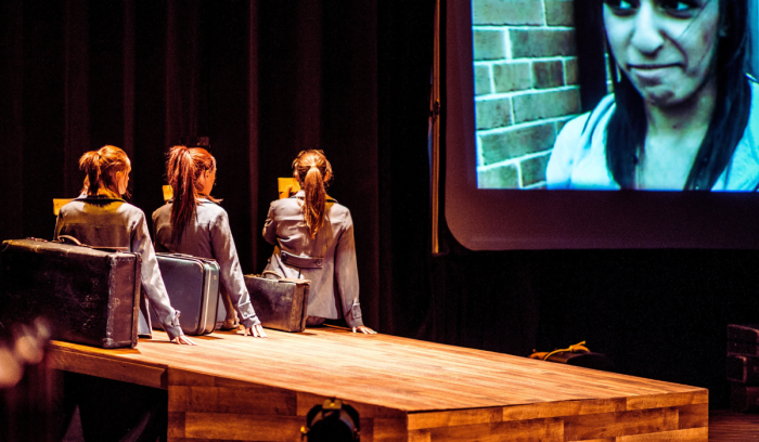 The Paper Birds in performance to promote the MA in Devised Theatre with the University of Chichester